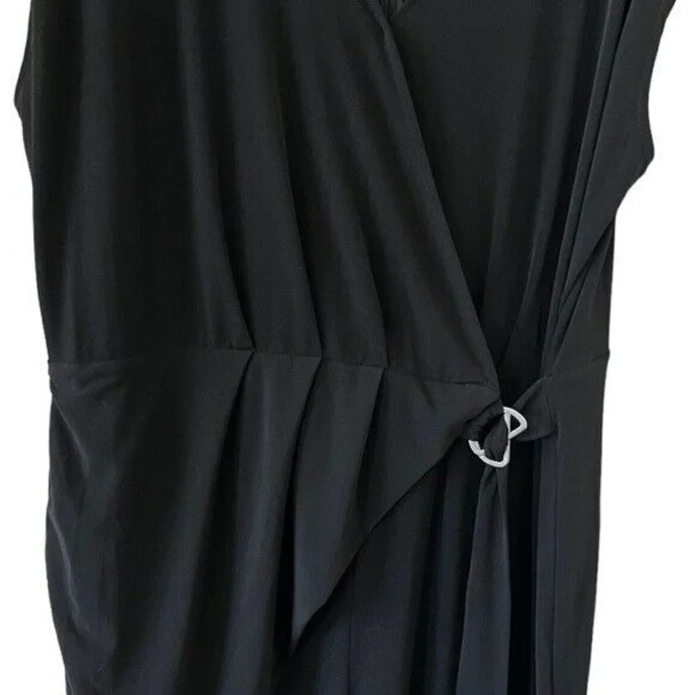 MICHAEL KORS Front Wrap Wide Leg Black Jumpsuit Size 2X NEW